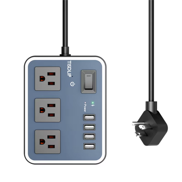 high-quality anti-slip and wall-mounted design surge protector 4USB 4 outlet us power strip us