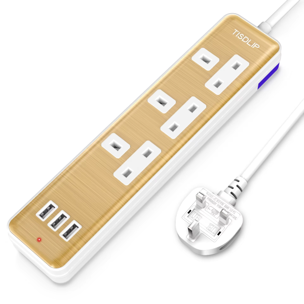 UK Type Universal 3 Pin Plug Power Outlet Strip With USB Office Power Strips