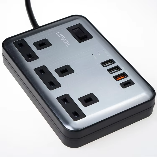 Hot Sale 250V 4 USB Port 3 Way UK Plug Socket Multi Power Strip 4 AC Outlets Surge Protector Extension Socket