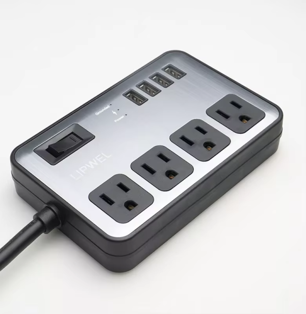 USA Flat Board Surge Protection Waterproof Sockets Power Strip 4 Gang and 4 USB ports Extension Socket - 图片 2