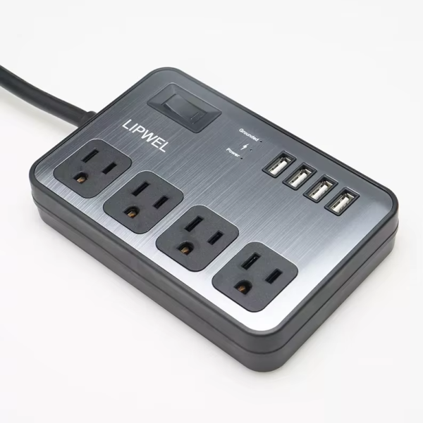 USA Flat Board Surge Protection Waterproof Sockets Power Strip 4 Gang and 4 USB ports Extension Socket - 图片 3