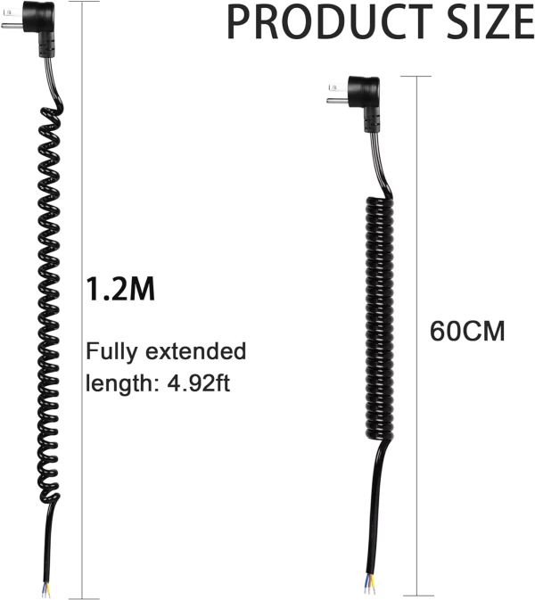 USA Plug Coiled Spring Power Cord Flexible Electric Spiral Curly Cable for Oven Humidifier Printer - 图片 3