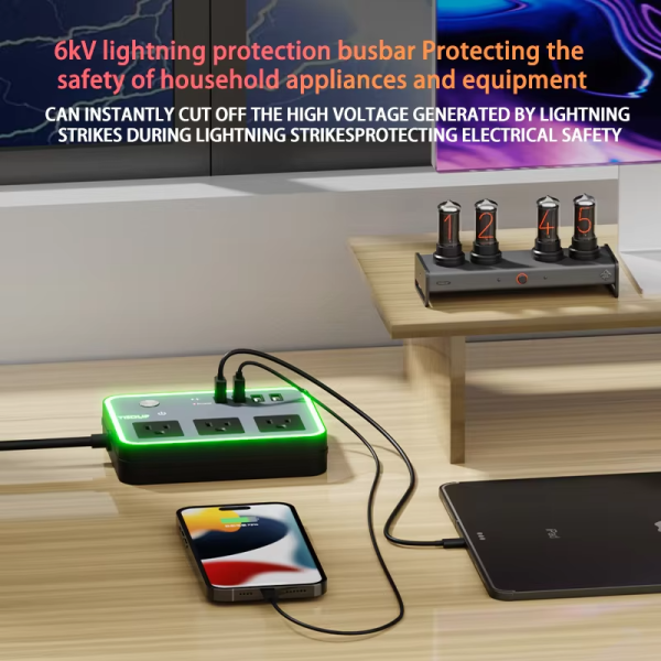 high-quality anti-slip and wall-mounted design surge protector 4USB 4 outlet us power strip us - 图片 5