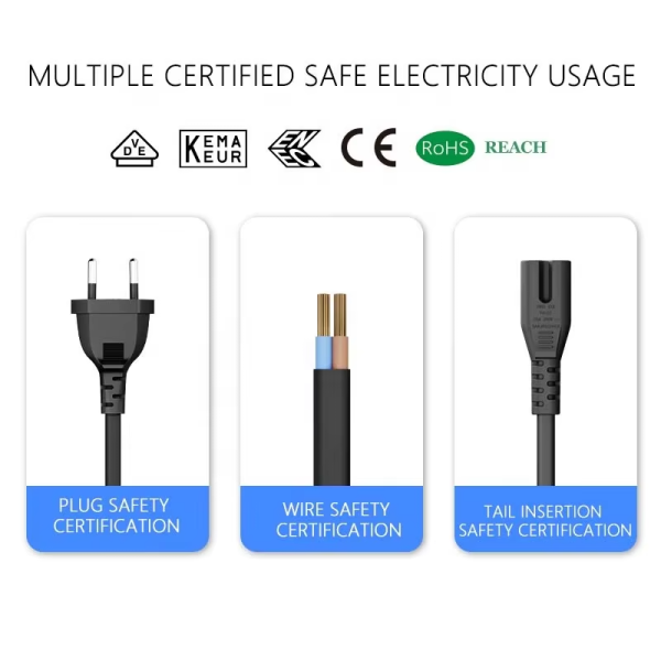 Wholesale Customized Length Brazil Power Cord BRA Plug IEC C7 Power Extension Cable for Household Appliances - 图片 6