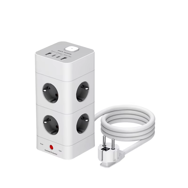 Latest Hot Sales power strip 8 ac outlets 4 usb chargers tower extension lead EU tower sockets - 图片 6