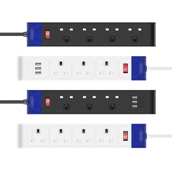 UK power strip 3ways Surge Protector Extension Lead 3 Outlets 3 USB Waterproof Outdoor Extension Lead Socket - 图片 6