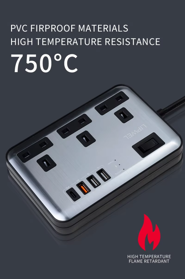 Hot Sale 250V 4 USB Port 3 Way UK Plug Socket Multi Power Strip 4 AC Outlets Surge Protector Extension Socket - 图片 6